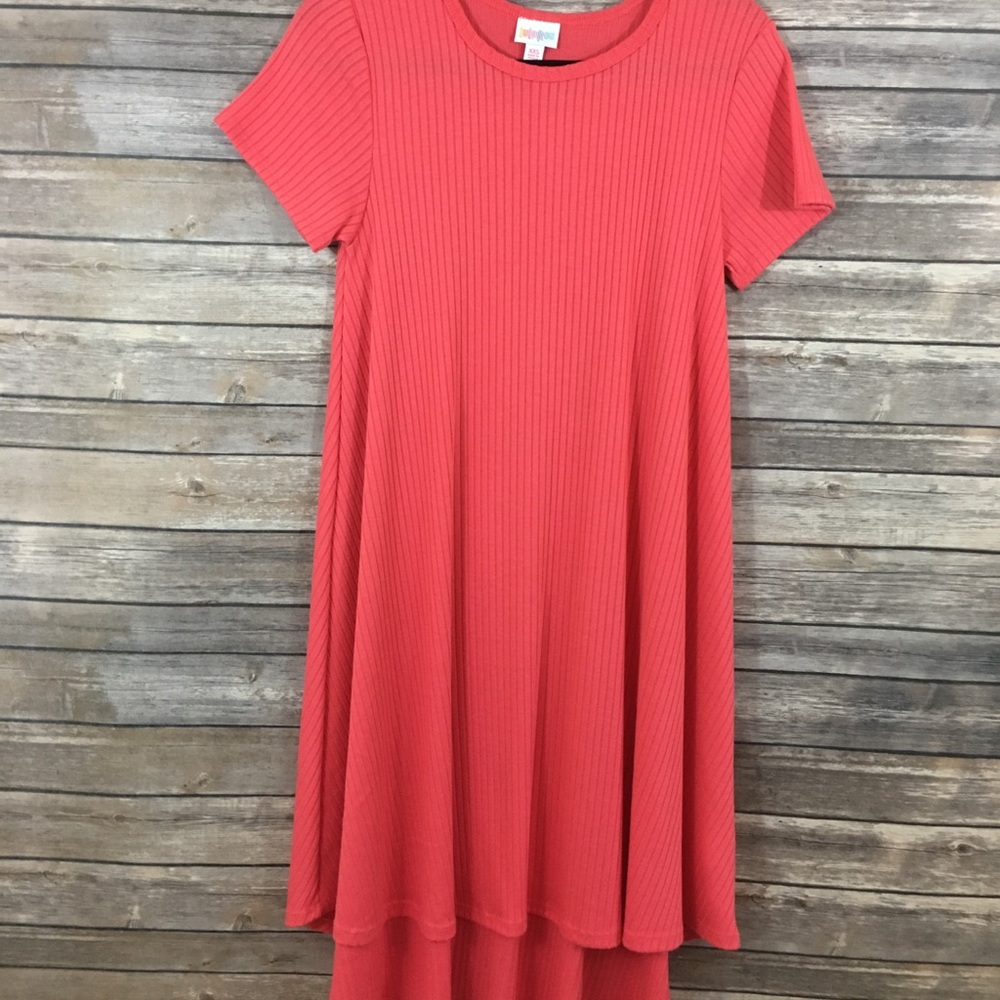 EUC LLR Carly Dress, coral, ribbed